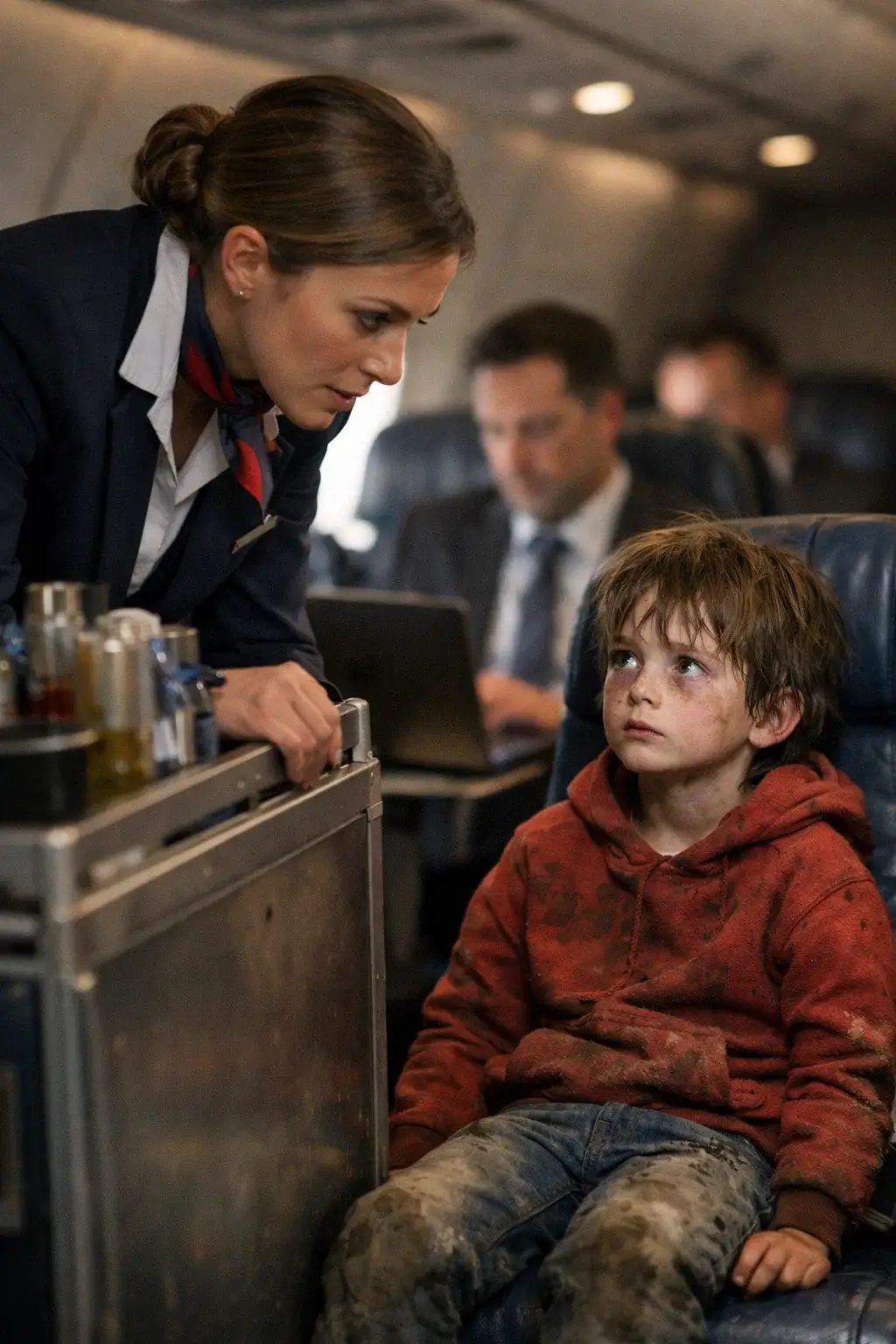 A Flight Attendant Refused a Child’s Meal in First Class, Saying “It’s Not for You” — What Happened Next Stunned the Entire Plane