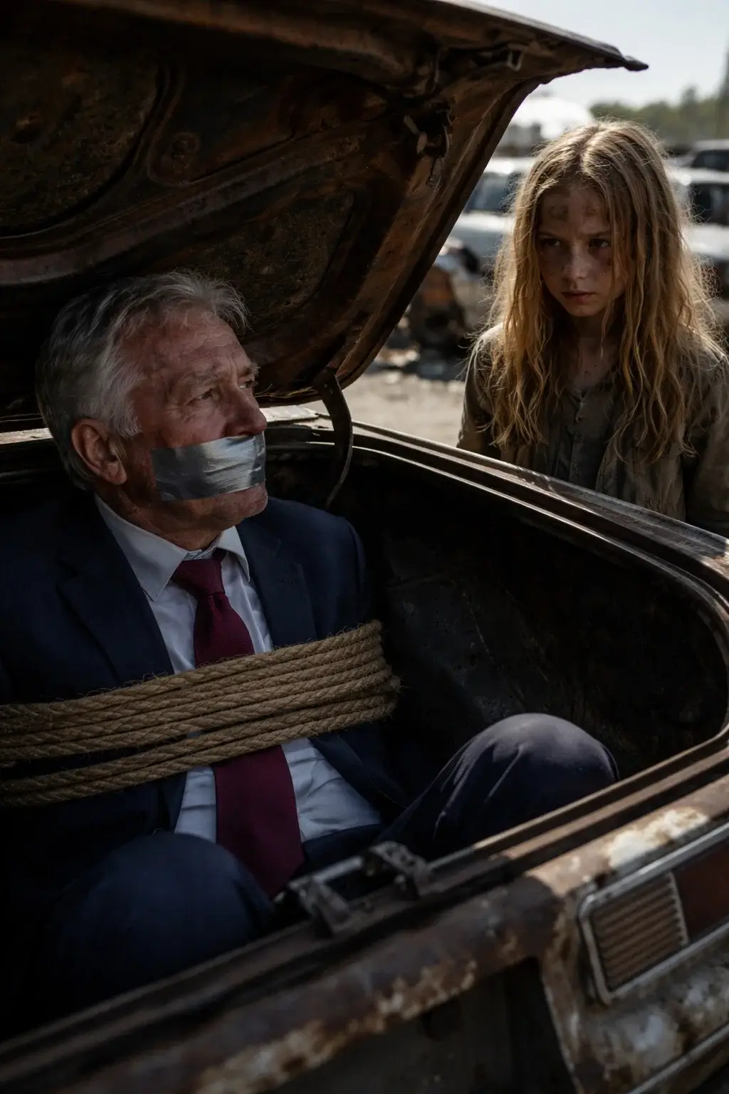 A Poor Little Girl Opened a Car Trunk at a Junkyard — And the Man Inside Realized She Was His Lost Granddaughter