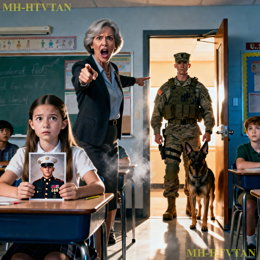 Teacher Mocks Girl: “Your Dad Is Just a Marine” — Freezes When He Walks In With His K9…