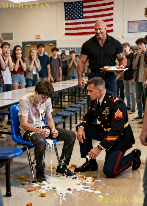 I watched my father—a retired soldier—collapse onto the cafeteria floor. But what he did with that ruined lunch… didn’t just put an end to the bullying—it completely changed the way I understood strength, self-respect, and power… forever. The Day the Cafeteria Went Silent