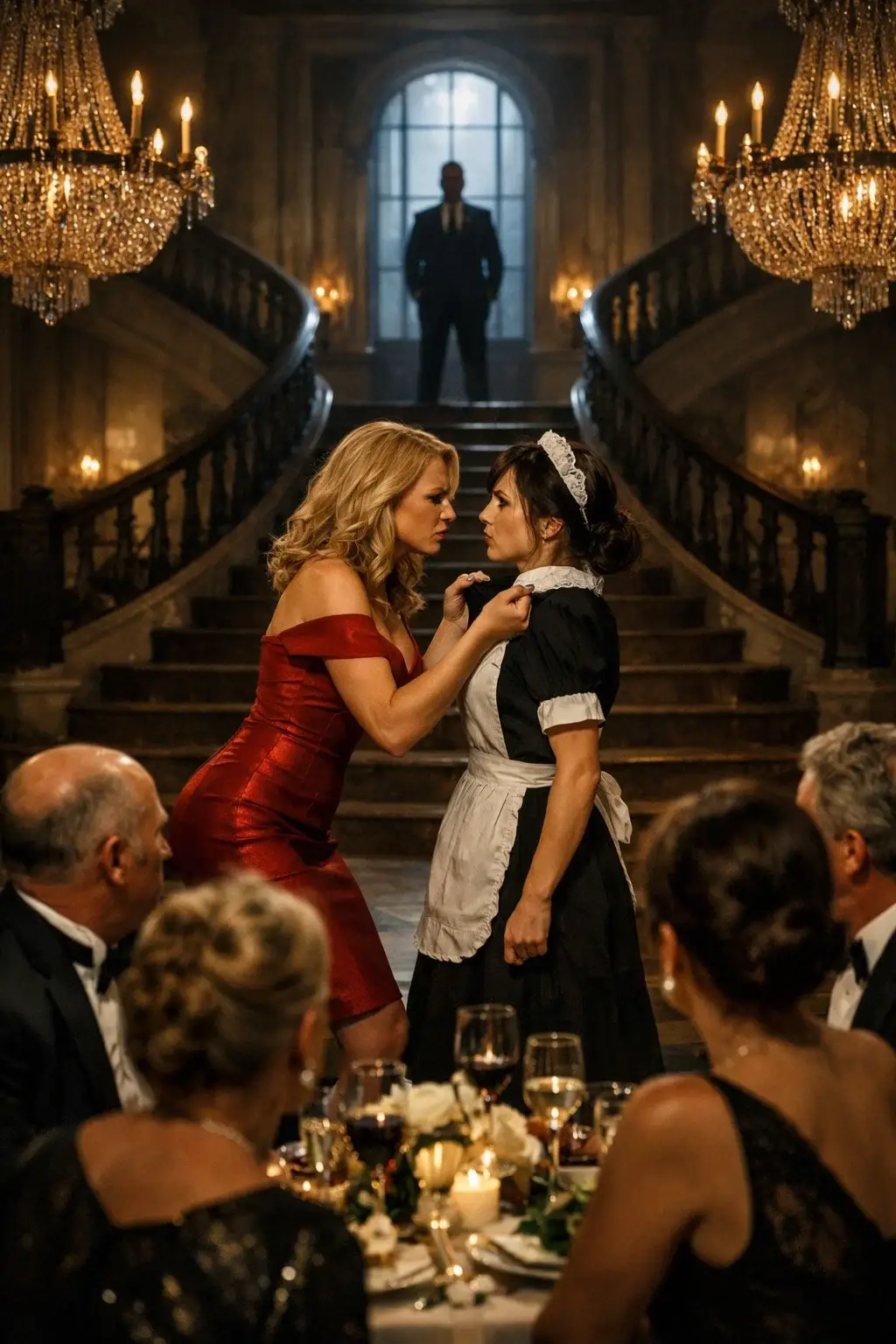 The arrogant man tore her dress, thinking she was just a waitress, but her millionaire husband saw everything.