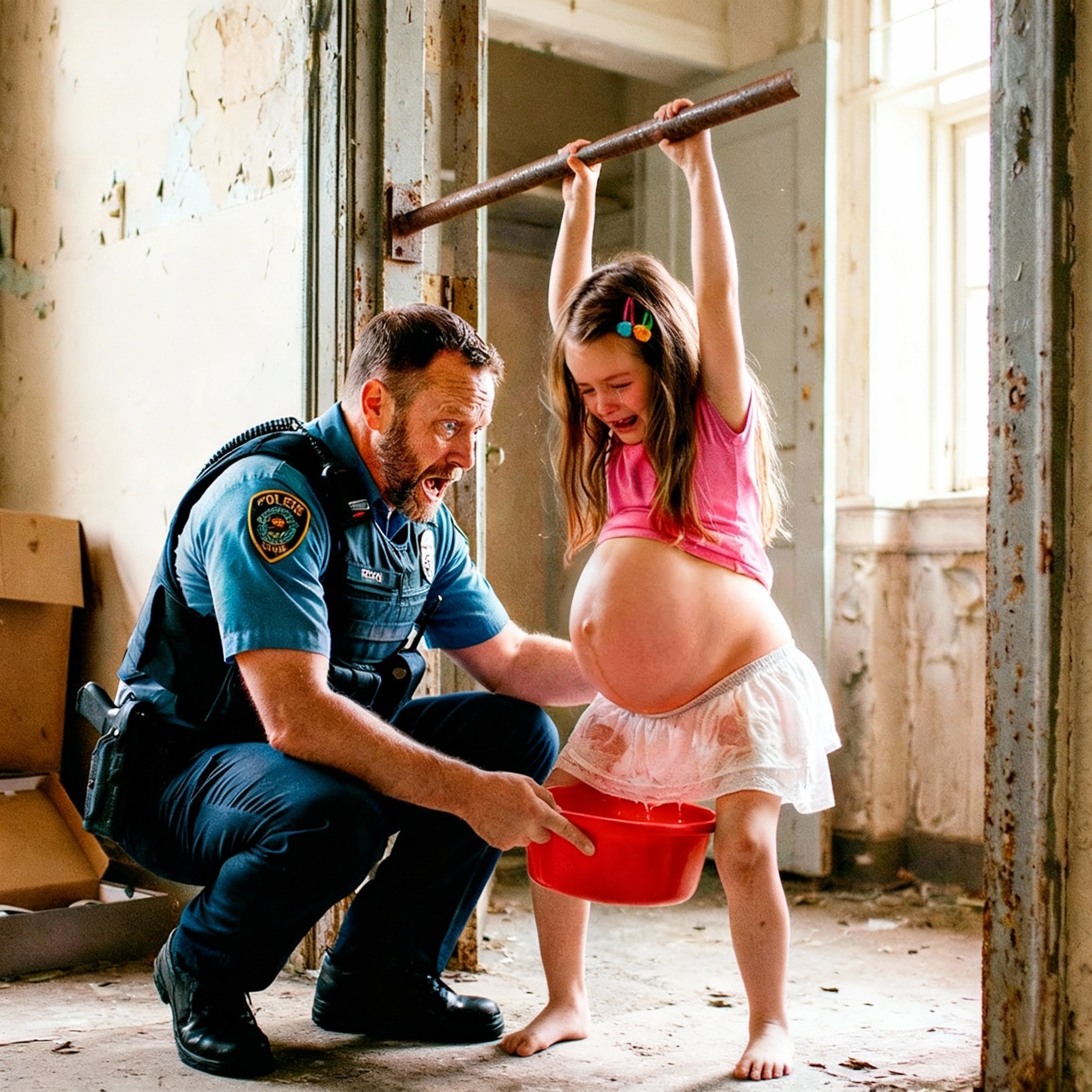 At 2:47 a.m., a little girl called crying: “It hurts… daddy’s baby wants to come out.” The policeman thought it was a prank, until he entered an abandoned house and saw her impossible belly… and a secret the system chose to ignore for years.