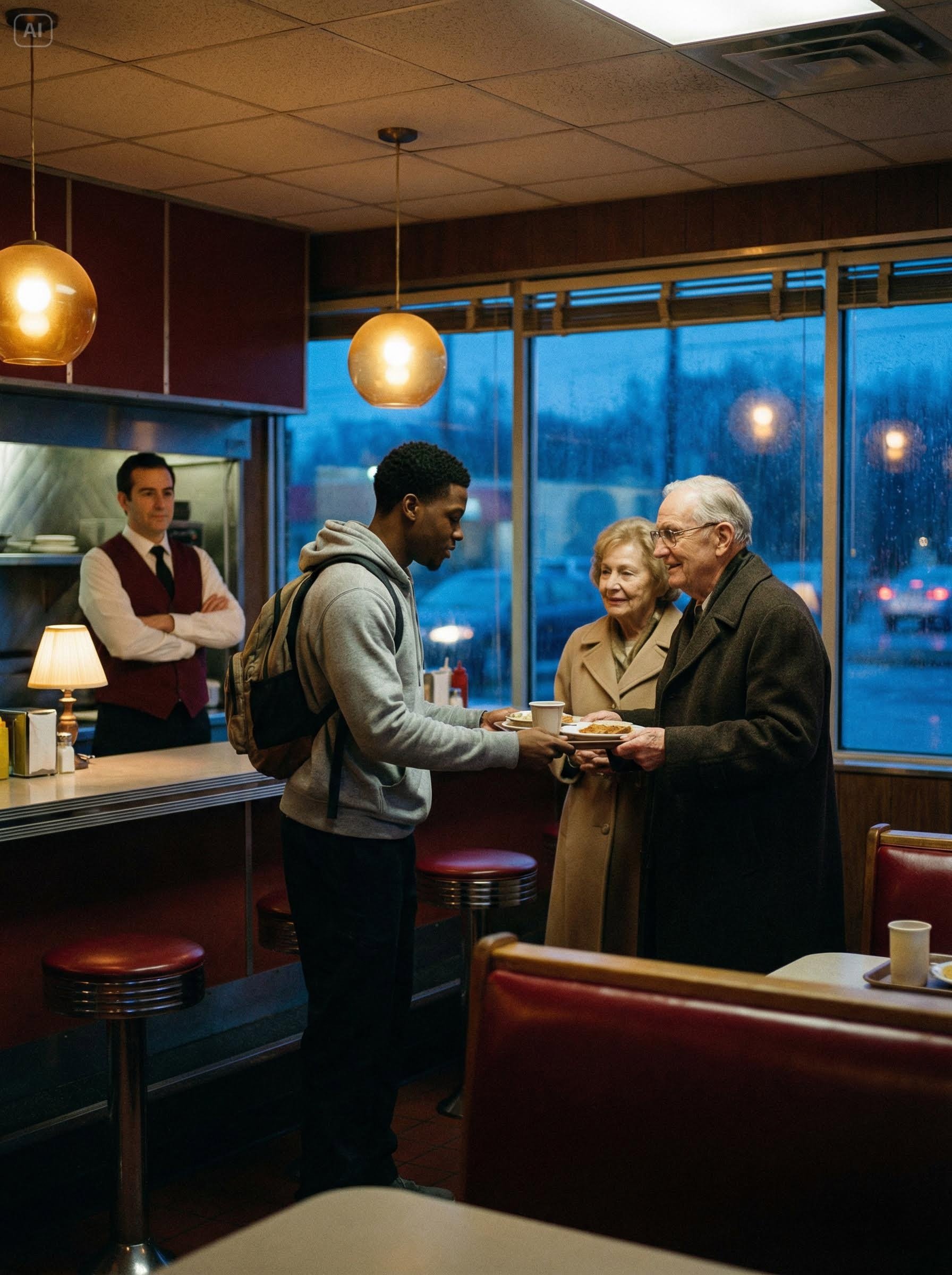 Black Boy Sacrificed His Meal for an Old Couple’s — Next Day, a Millionaire Knocked on His Door