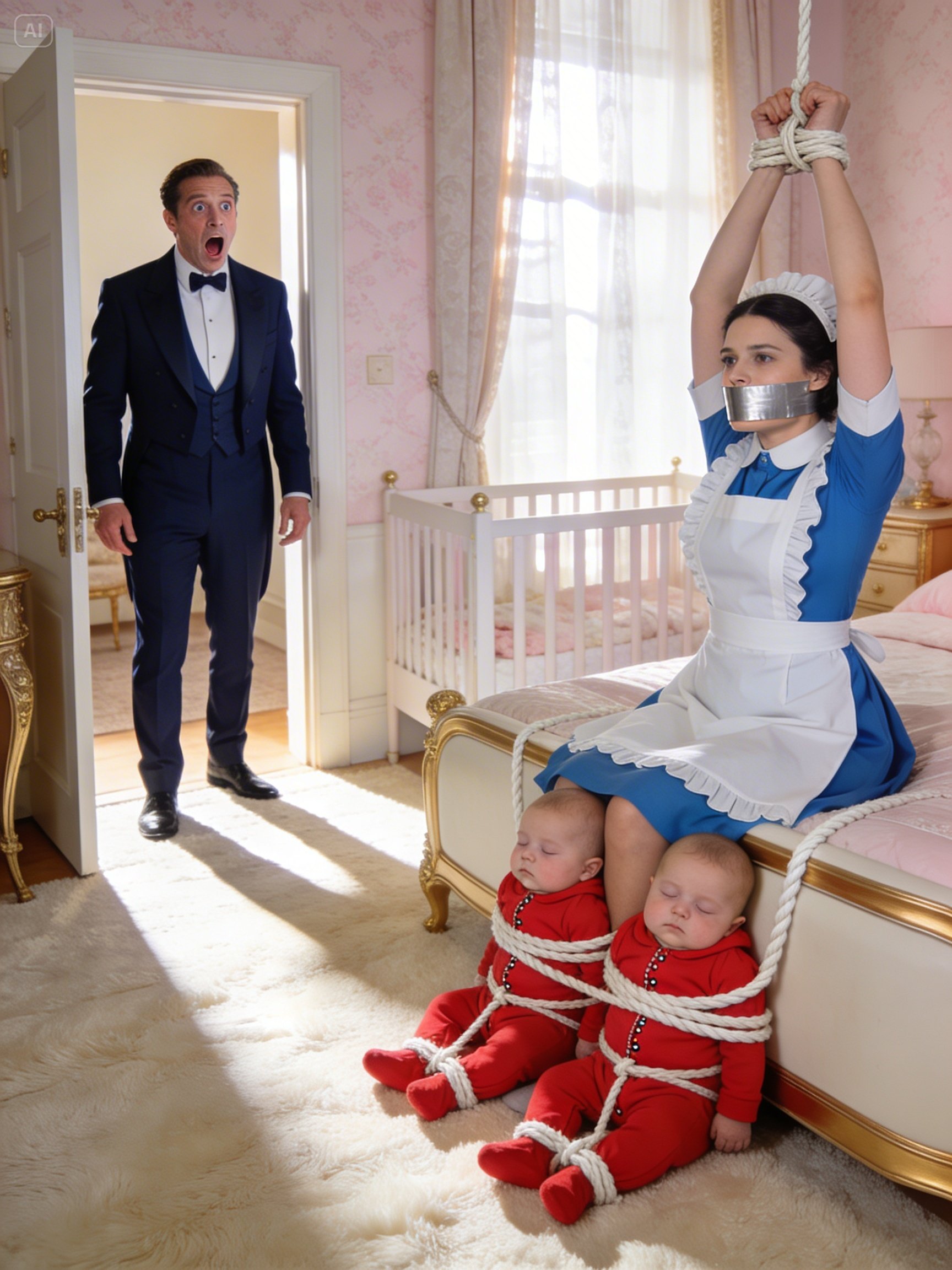 BILLIONAIRE ARRIVED UNANNOUNCED, SEES BLACK MAID HIS TWINS TIED—WHAT HE DISCOVERS SHOCKS EVER