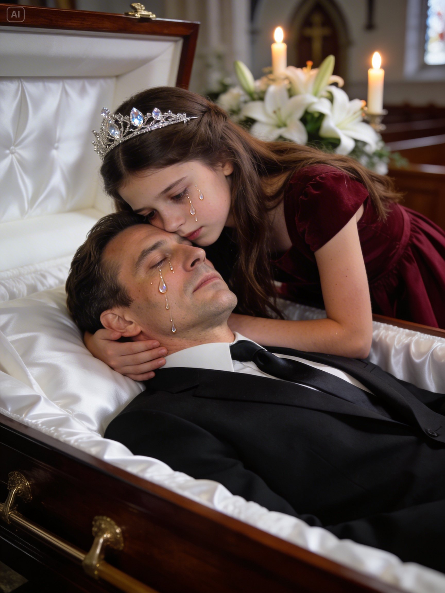 An 8-Year-Old Girl Stood Beside Her Father’s Casket for Hours… Then Something Happened That Made Everyone Freeze