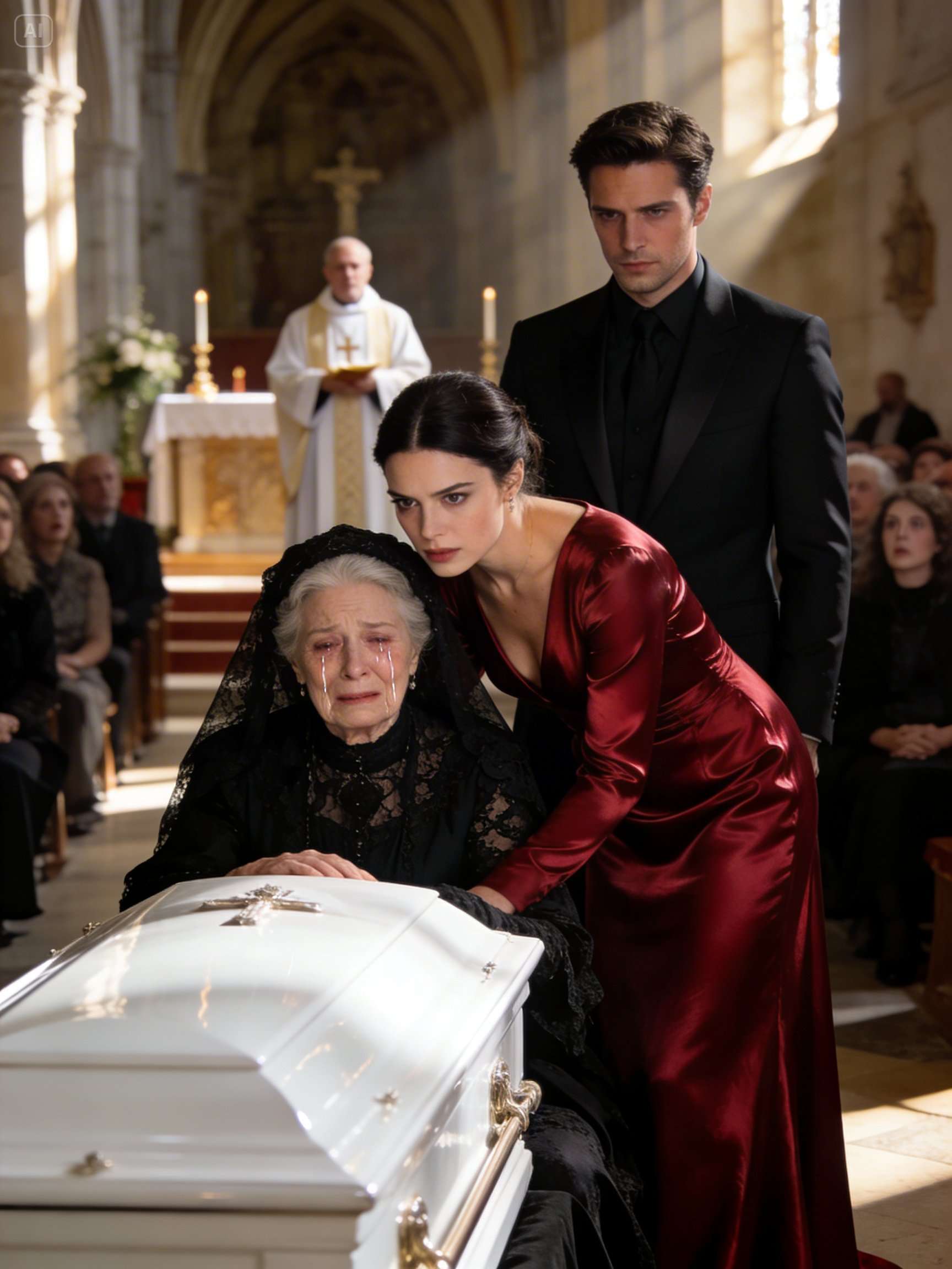 At my daughter’s funeral, the lover whispered to me “I won”… until the lawyer asked for silence and read the will.