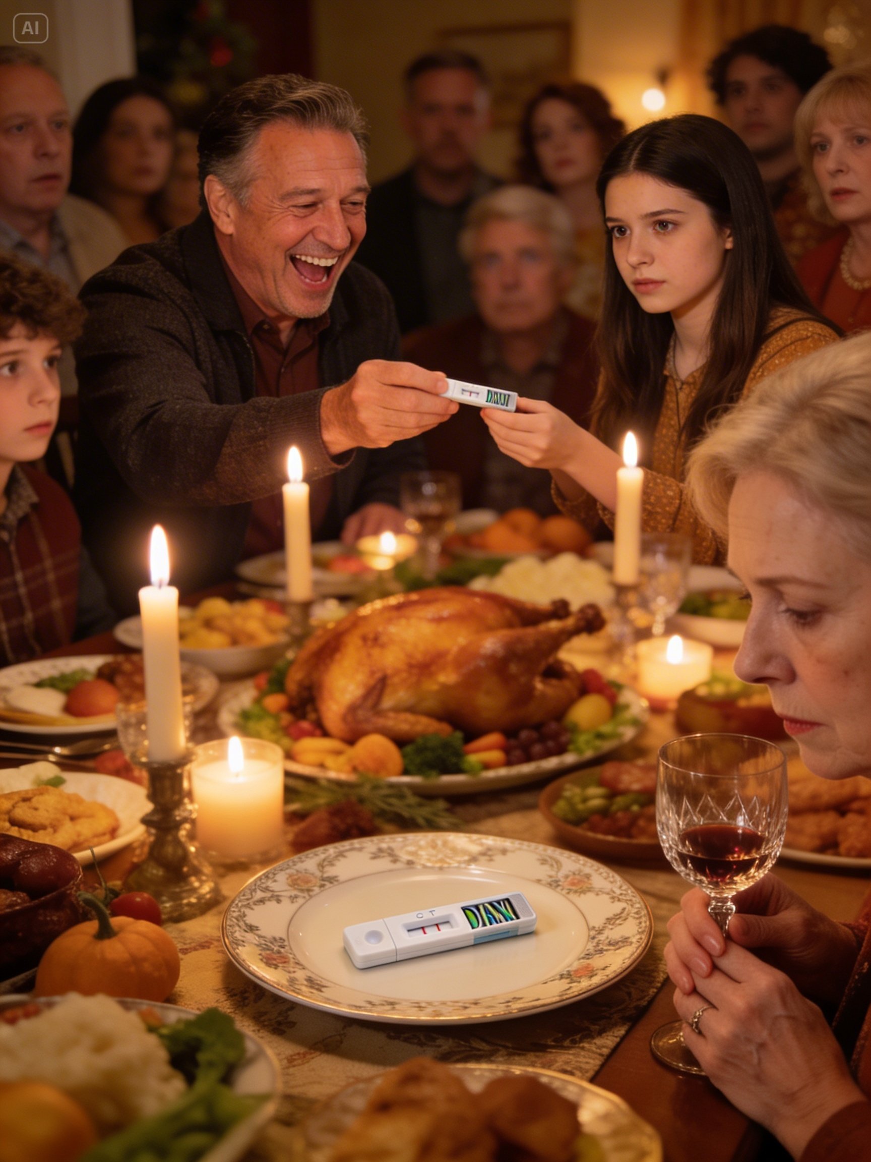 Let’s see if you’re even mine,” my father said, sliding a DNA test kit across the Thanksgiving table, past the cranberry sauce, past the gravy boat, straight into my plate. 25 relatives laughed. My brother high-fived him. My mother stared at her wine glass like it held the answers to everything she’d been hiding for 30 years. I didn’t cry.