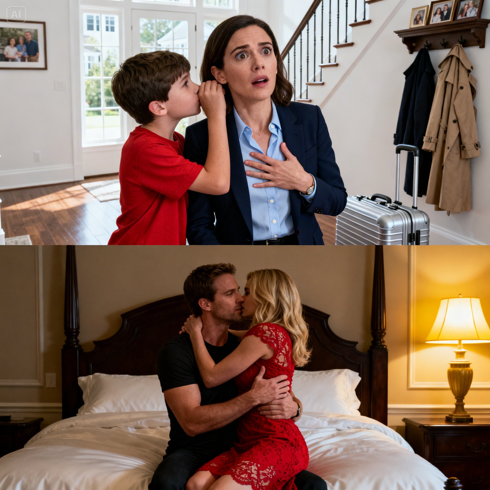 Just got back from a business trip and my five-year-old whispered: ‘Mommy, Daddy is working out in the bed;;room with some lady. She was cry;;ing out in pa;;in… the exercise must be really hard.’ Here’s how I handled the situation like a boss.