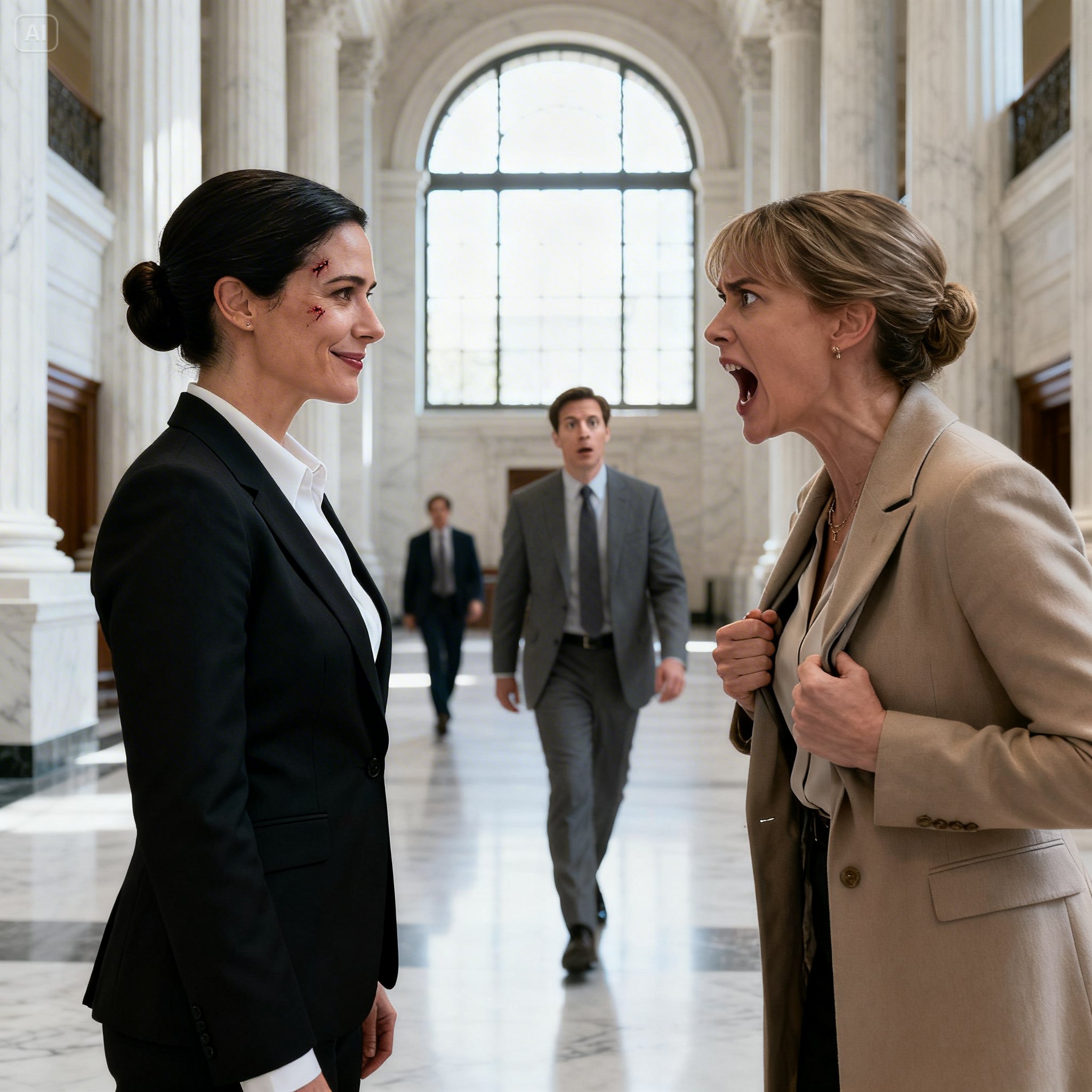 “I said nothing when she slapped me in the courthouse hallway. I didn’t scream. I didn’t cry. I just smiled. My husband looked away and whispered, ‘Just let it go.’ They thought I was weak. They thought I was finished. What they didn’t know? Five minutes later, I would walk into that courtroom… and sit in the judge’s seat.