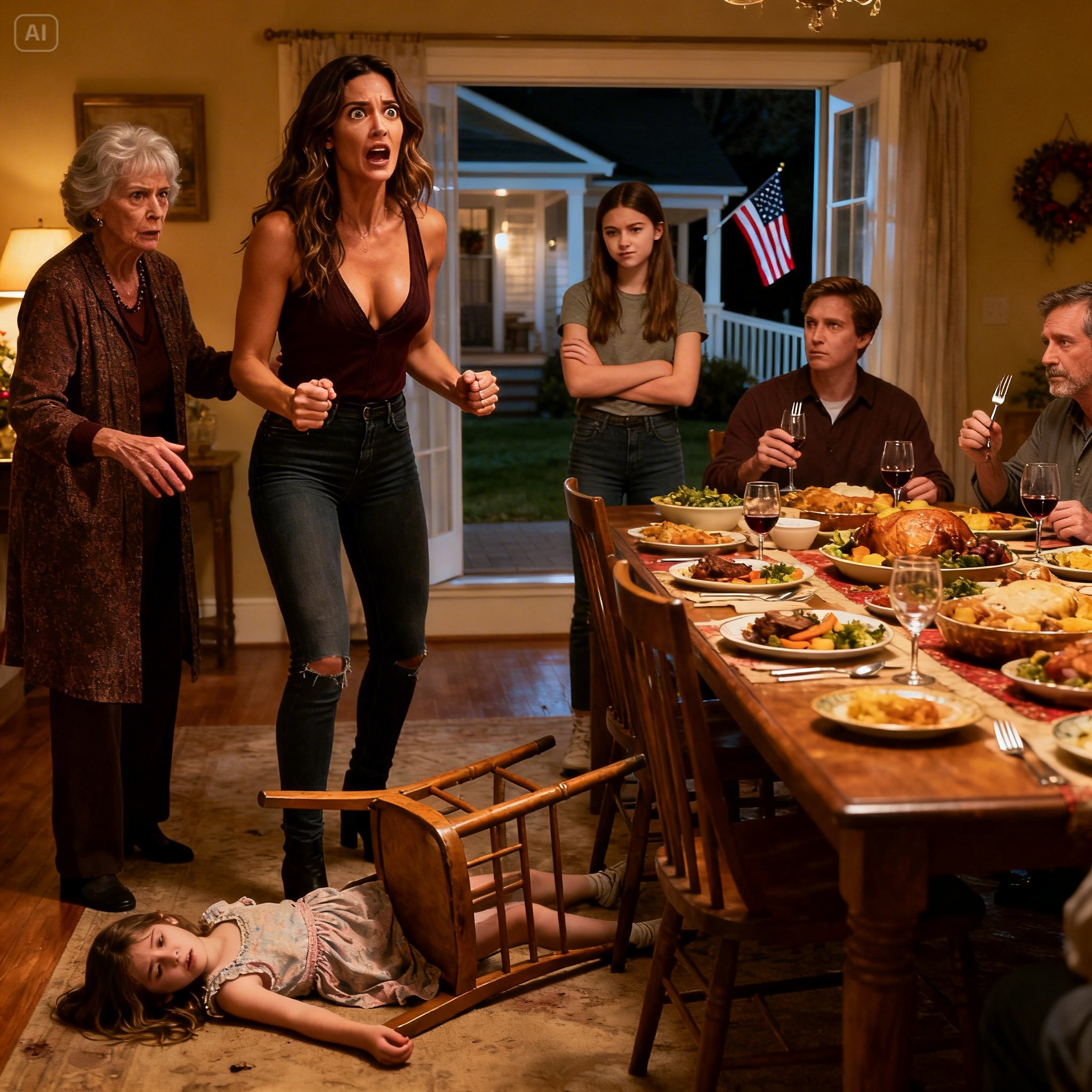 I paid for every dish at Thanksgiving, then my mother shoved my little girl from her chair and called her a parasite. She hit the floor, went still, and my sister insisted it was an act. I c