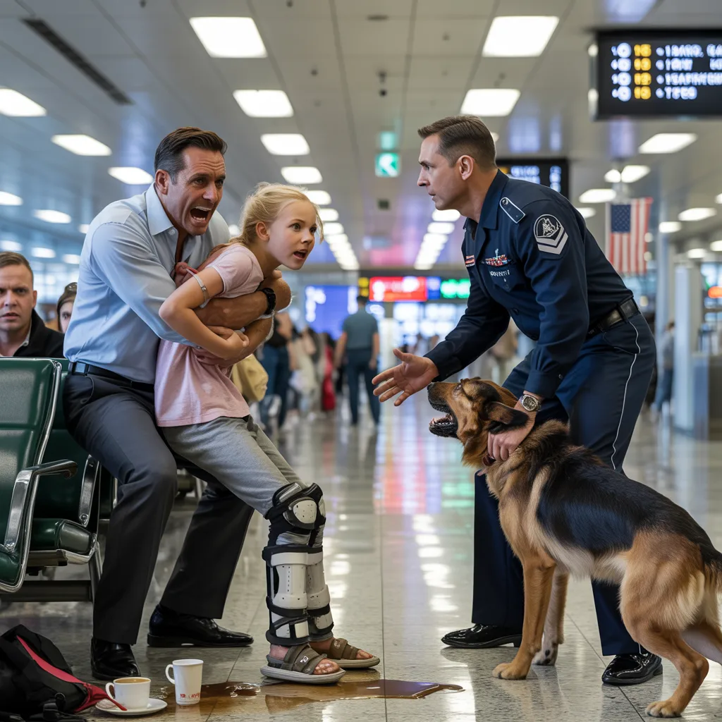 🔥 “Let her go. Right now.” A retired Navy SEAL and his K9 uncover a chilling truth inside an airport café…