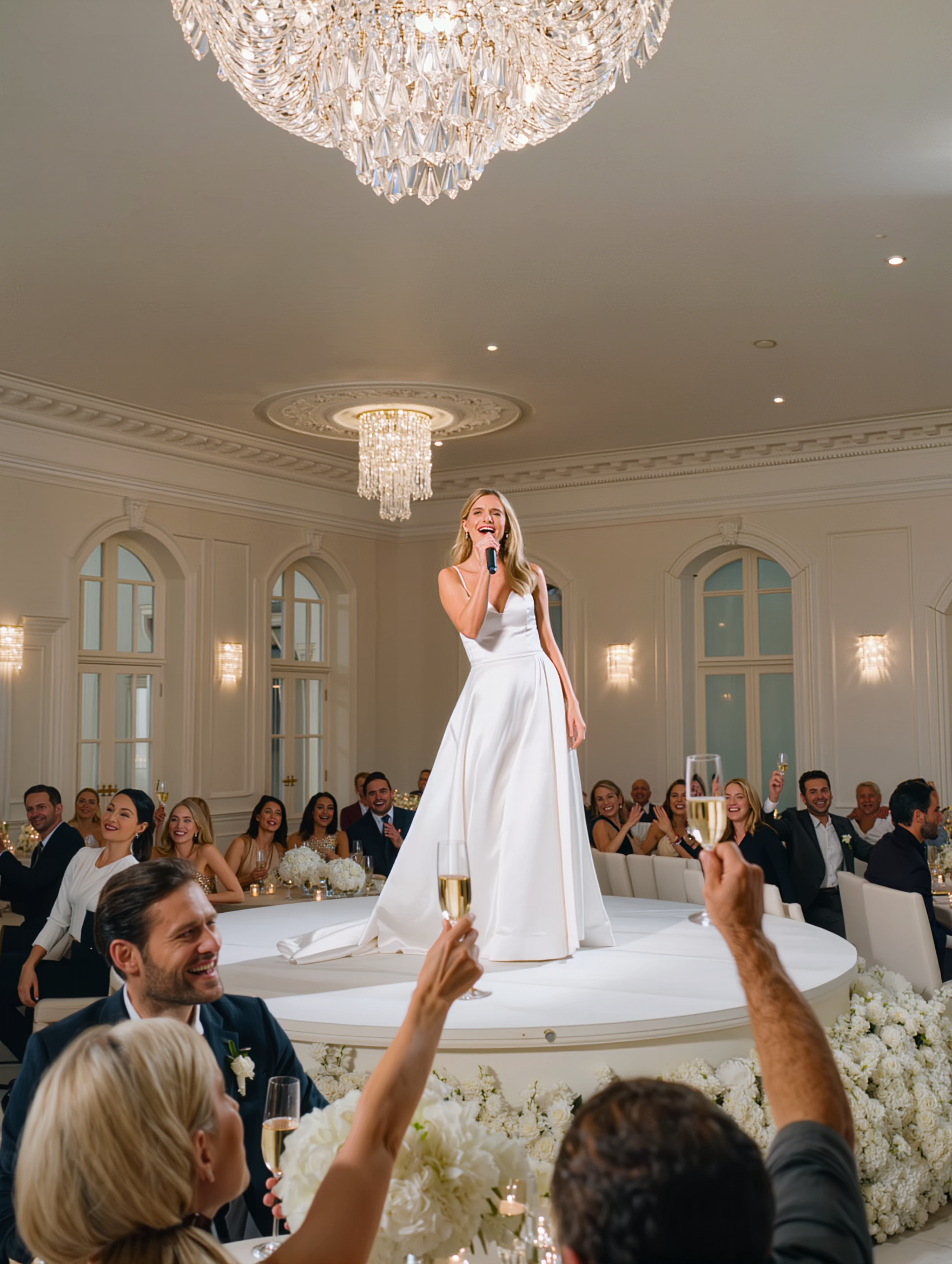 At my son’s $300,000 wedding, my new daughter-in-law clinked her glass, pointed at me and joked, ‘Here’s the old fat pig we all have to tolerate.’ The room howled—until her father suddenly went white. He’d just realized who I was: the woman his board had secretly voted in as Cooper Holdings’ new CEO… and majority owner. I didn’t argue. I just smiled, went to work on Monday—then called my son and quietly said, ‘We need to talk.’