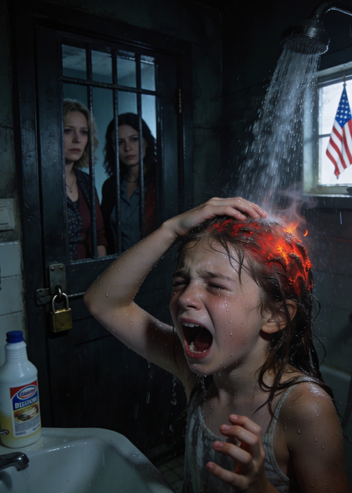 1My sister poured bleach into my daughter’s shampoo bottle. When she screamed in the shower from the burning, mom laughed: “If she’s bald now, maybe she’ll stop being so vain!” .. When I rushed to help her, they locked the bathroom door from outside and held it shut. I could hear my daughter crying and screaming inside while the bleach burned her scalp. Mom threw the key out the window, let her suffer a bit longer…