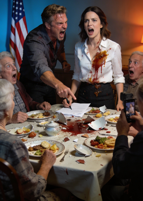 “A plate exploded on my head,” my husband hissed. “Sign the papers. Give my mother your apartment.” I wiped gravy from my hair and said one word: “No.” By dawn, I was at his door with an eviction notice: thirty days, my house, my rules. His mom screamed. He begged. Then his father stepped out, looked at the deed, and whispered, “Good… and Arya, they never told you who gifted you that apartment all along.”