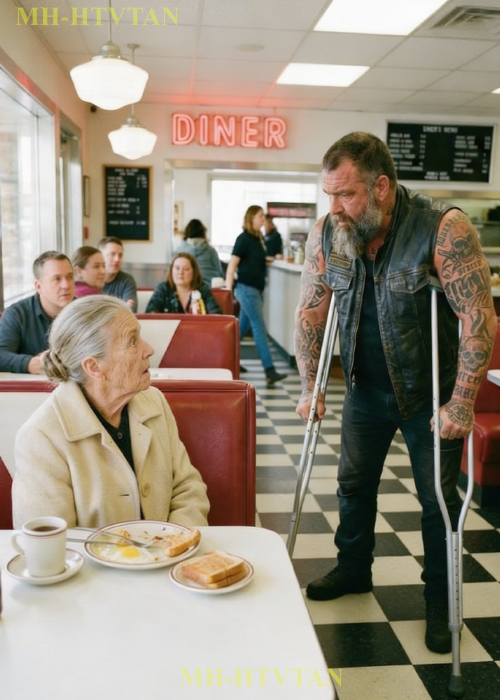 “Can I Sit Here?” Disabled Biker Asked an Elderly Woman— Then His K9 Froze the Entire Diner