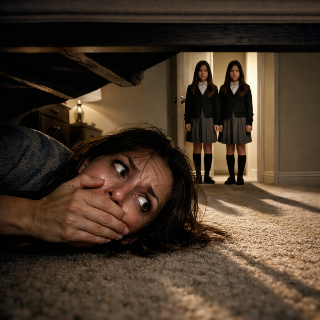“My neighbor insisted she saw my daughter at home during school hours… so I pretended to leave for work and hid under the bed. Minutes later, I heard multiple footsteps moving down the hallway.”