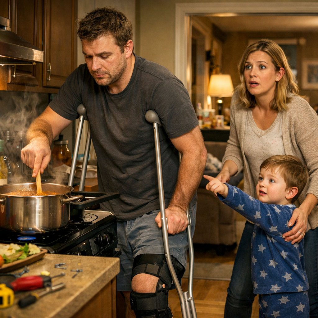 I took in a homeless man with a leg brace for one night because my son couldn’t stop staring at him in the cold. I left for work the next morning expecting him to be gone by evening. When I came back exhausted, my apartment didn’t look the same—clean counters, trash out, the door fixed, food simmering on the stove. The surprise wasn’t magic. It was proof he’d been useful long before he was homeless.