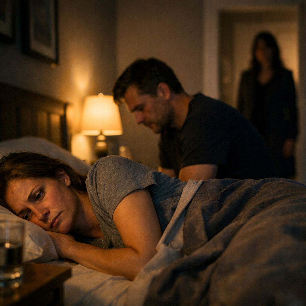 “I placed the pill on my tongue, then tucked it under my cheek and forced a sleepy smile. ‘Goodnight, love,’ my husband whispered, kissing my forehead as always. Minutes later, I heard the bedroom door creak open again. ‘She’s asleep now,’ he murmured. But when I barely opened my eyes and saw who entered the room behind him, my blood ran cold… and I realized that the pills were the least scary thing about all of this.”