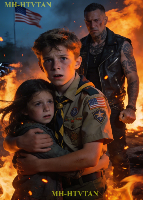 9 Boy Scouts Braved A Wildfire to Save Biker’s Dying Daughter — What 177 Hells Angels Did Next…