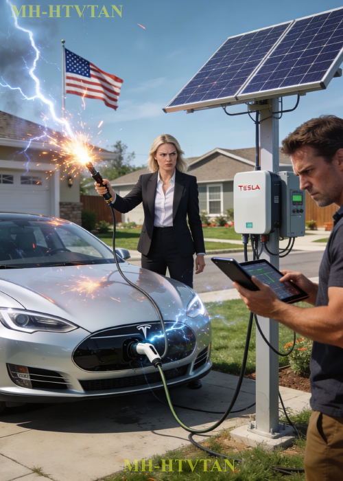 HOA Karen kept plugging Tesla into my solar grid, so I set the voltage to maximum and watched her…