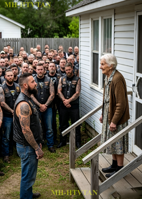 Old widow gave shelter to 20 stranded bikers-the next morning 500 Hells Angels built her a new home