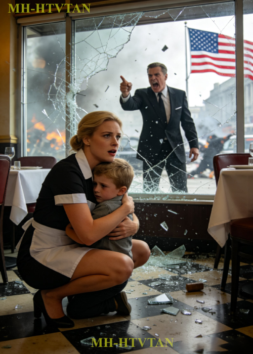 The waitress covered the crying boy as bullets flew — the Mafia Boss shouted, “Don’t touch her