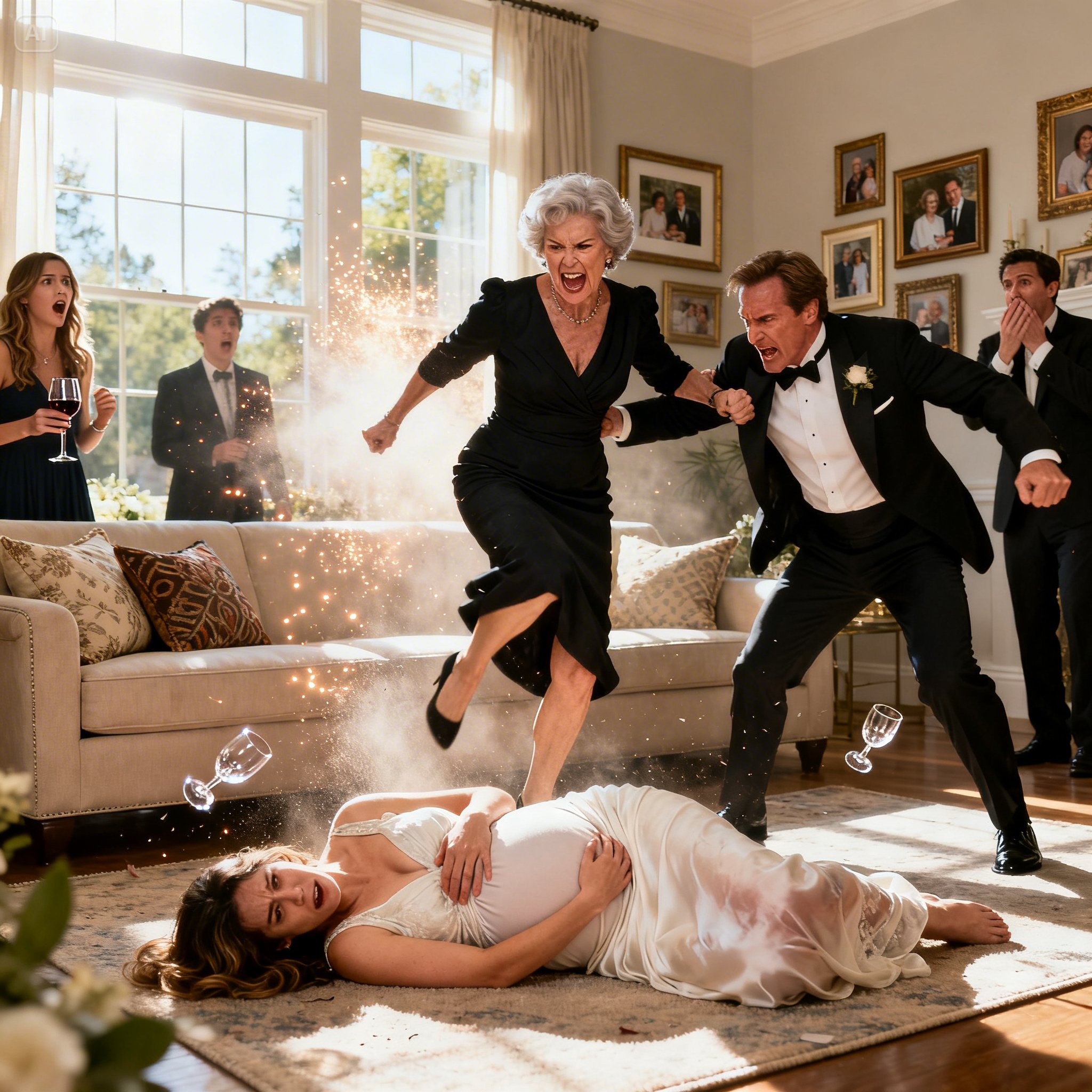 Mom walked into my baby shower and said coldly, “You think you can give birth before your sister? Never. The only real grandchild is hers.” Then she lifted her foot toward my pregnant stomach.