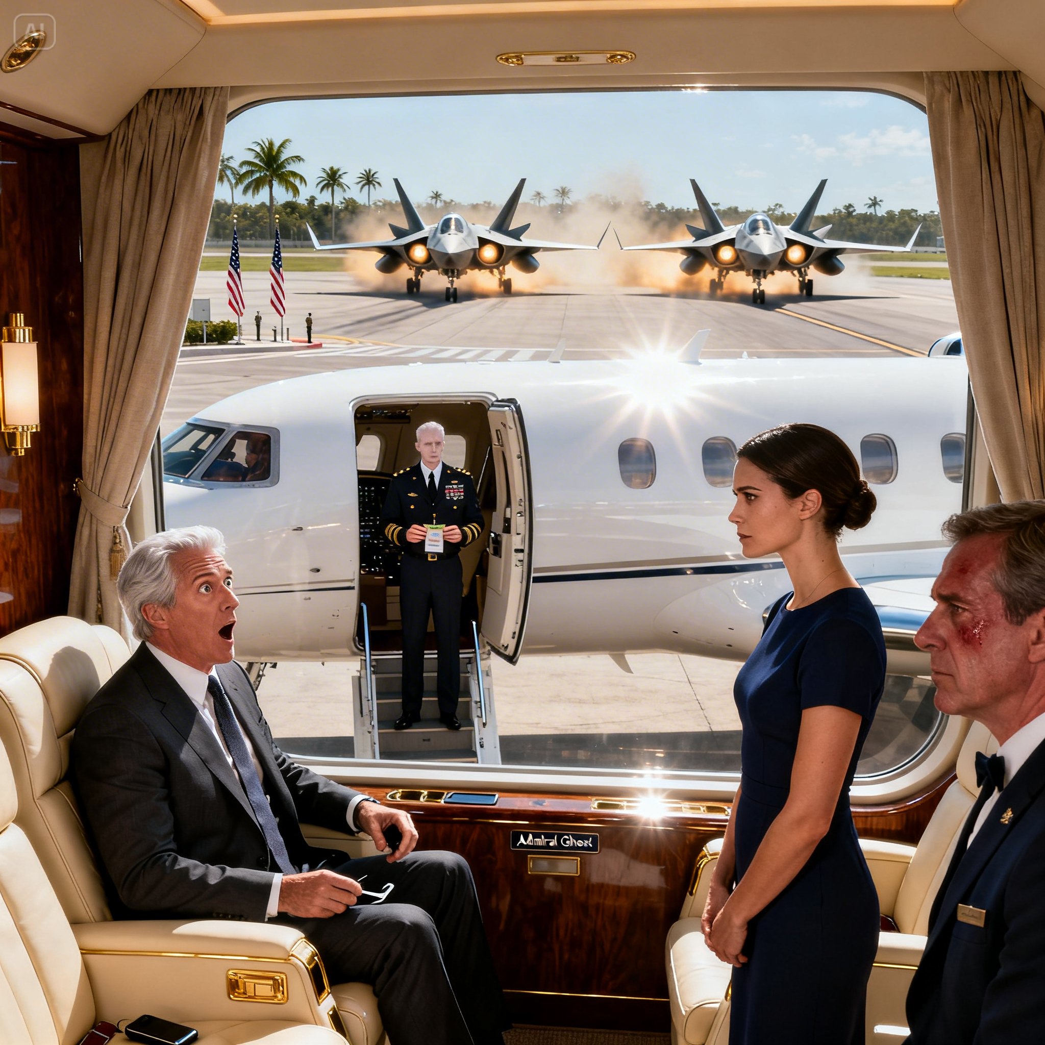 My Fiancé’s Millionaire Father Invited Me Aboard His Private Jet. “This Isn’t Coach. Don’t Touch Anything,” He Snapped. The Pilot Scanned My Id — And The Screen Turned Red: “Alert: Admiral Ghost. Naval Asset Requiring Maximum Security.” Two F-22s Rolled Onto The Runway. “Your Protection Detail Is Ready, Ma’am.” THE MILLIONAIRE’S JAW DROPPED.