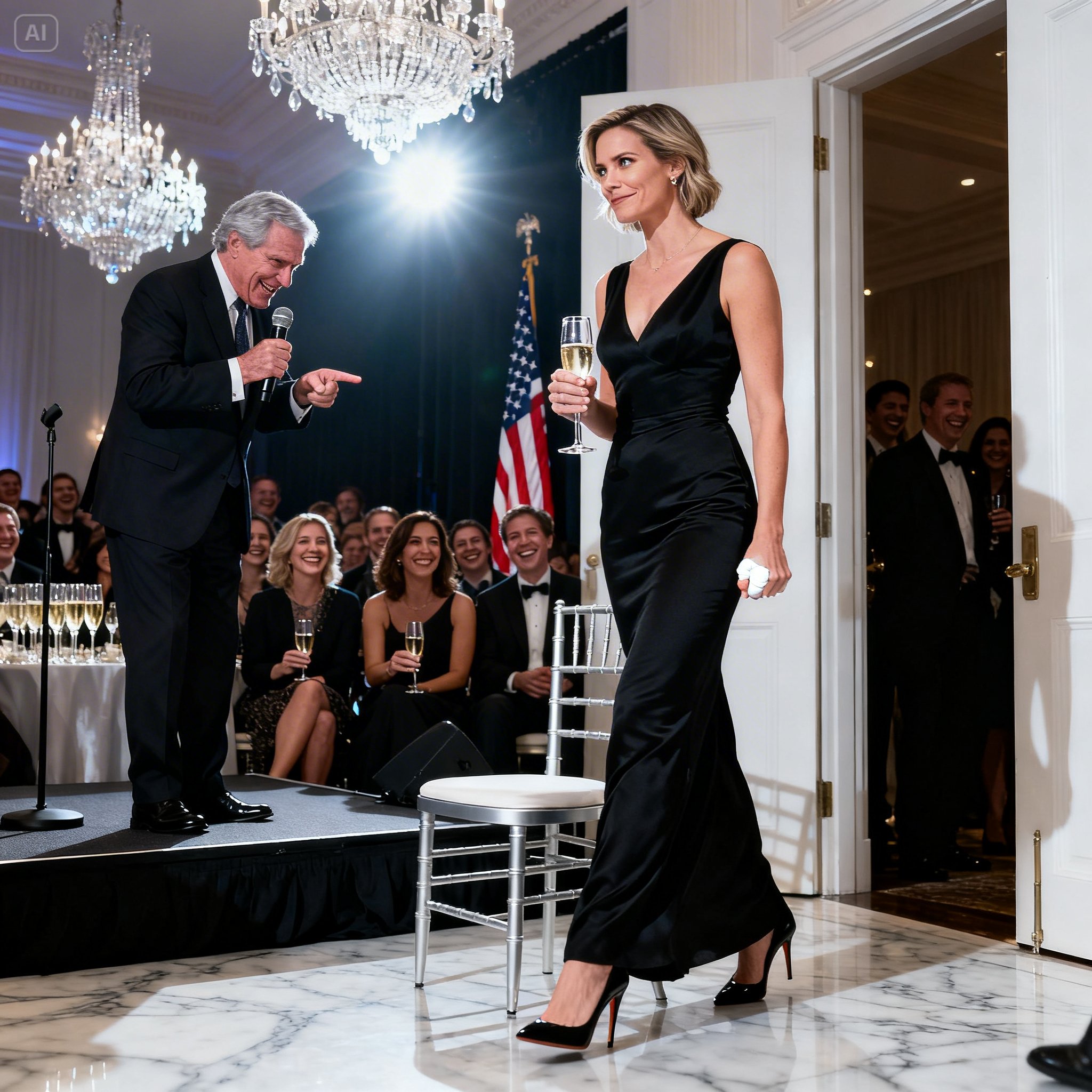 At My Dad’s Retirement Party, He Thought It’d Be Funny To Introduce Me Like: “This Is My Daughter—No Degree, No Future, Just Freeroads Off The Family.” Everyone Laughed. I Didn’t Flinch. I Just Smiled, Lifted My Glass, And Said: “Cheers—This Is The Last Time Any Of You Will See Me.” THEN I WALKED OUT. THE ROOM WENT COMPLETELY SILENT