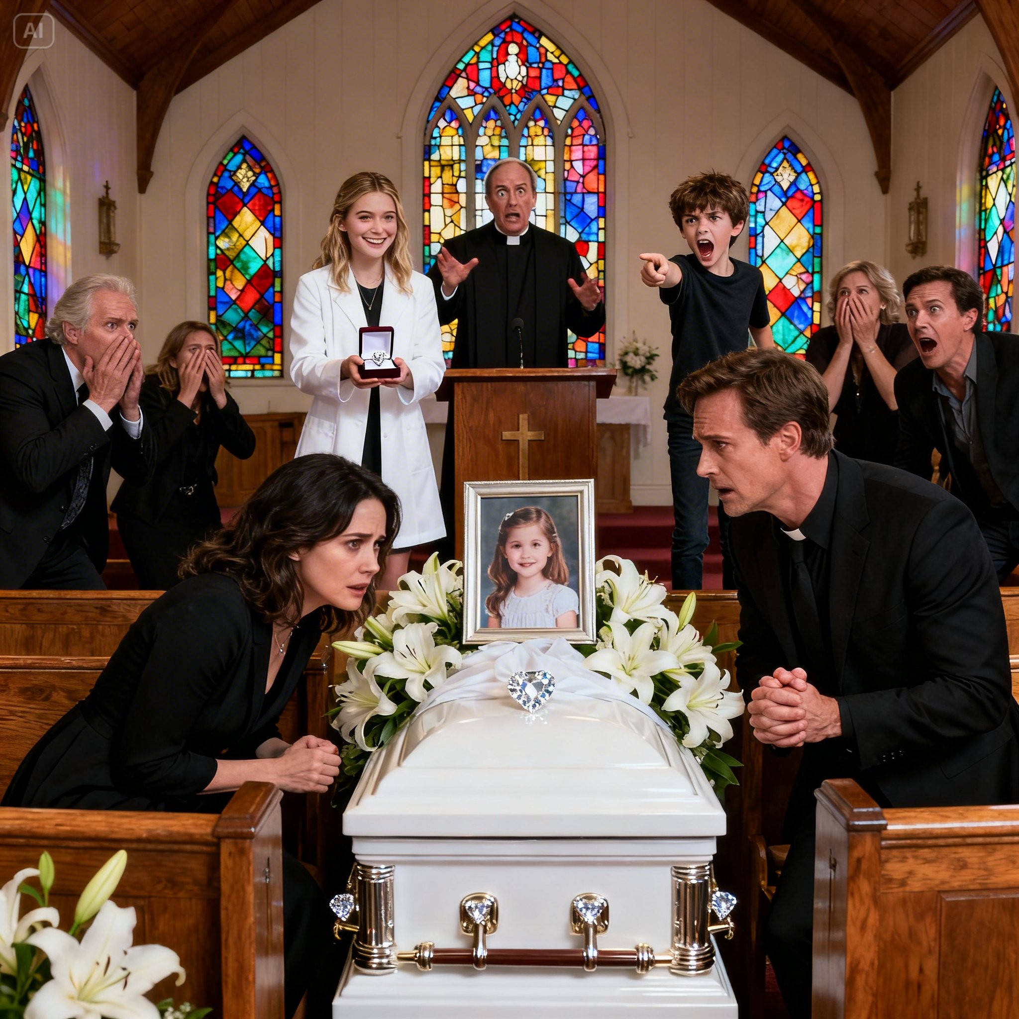 I thought the worst thing I’d ever endure was burying my little girl. Then my sister hijacked the funeral to flash a ring and preach about “choosing joy,” smiling over my child’s casket—until her own son’s voice cracked the room open with one sentence that made even the priest freeze.