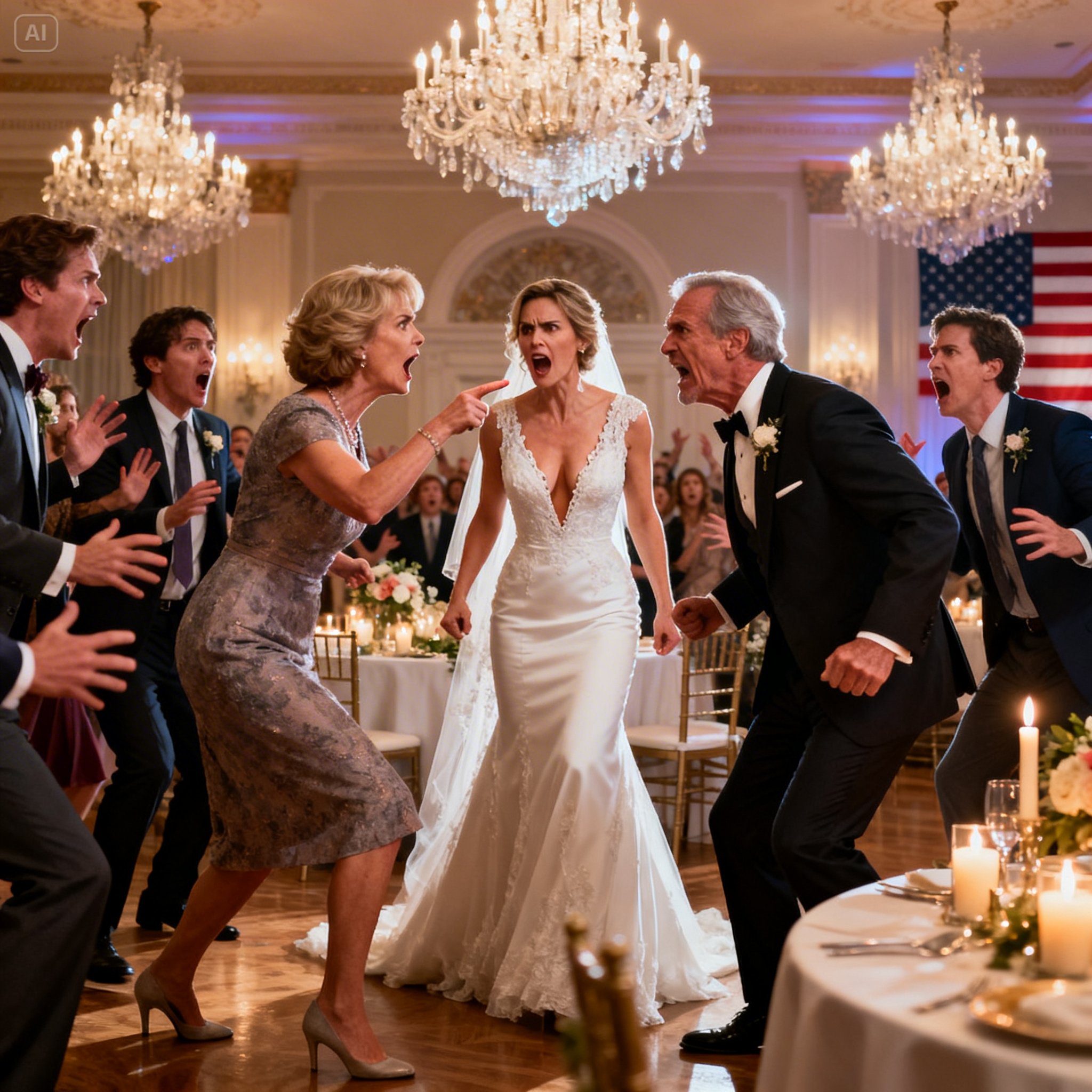 On my wedding day, my father-in-law rose at the reception and declared coldly, “This apartment will be ours—our son’s. The daughter-in-law must simply serve her husband.” The room froze in silence. Then my mom, quiet all evening, stood up and said evenly, “It’s my turn.” Her next sentence crushed him, and the entire hall held its breath…