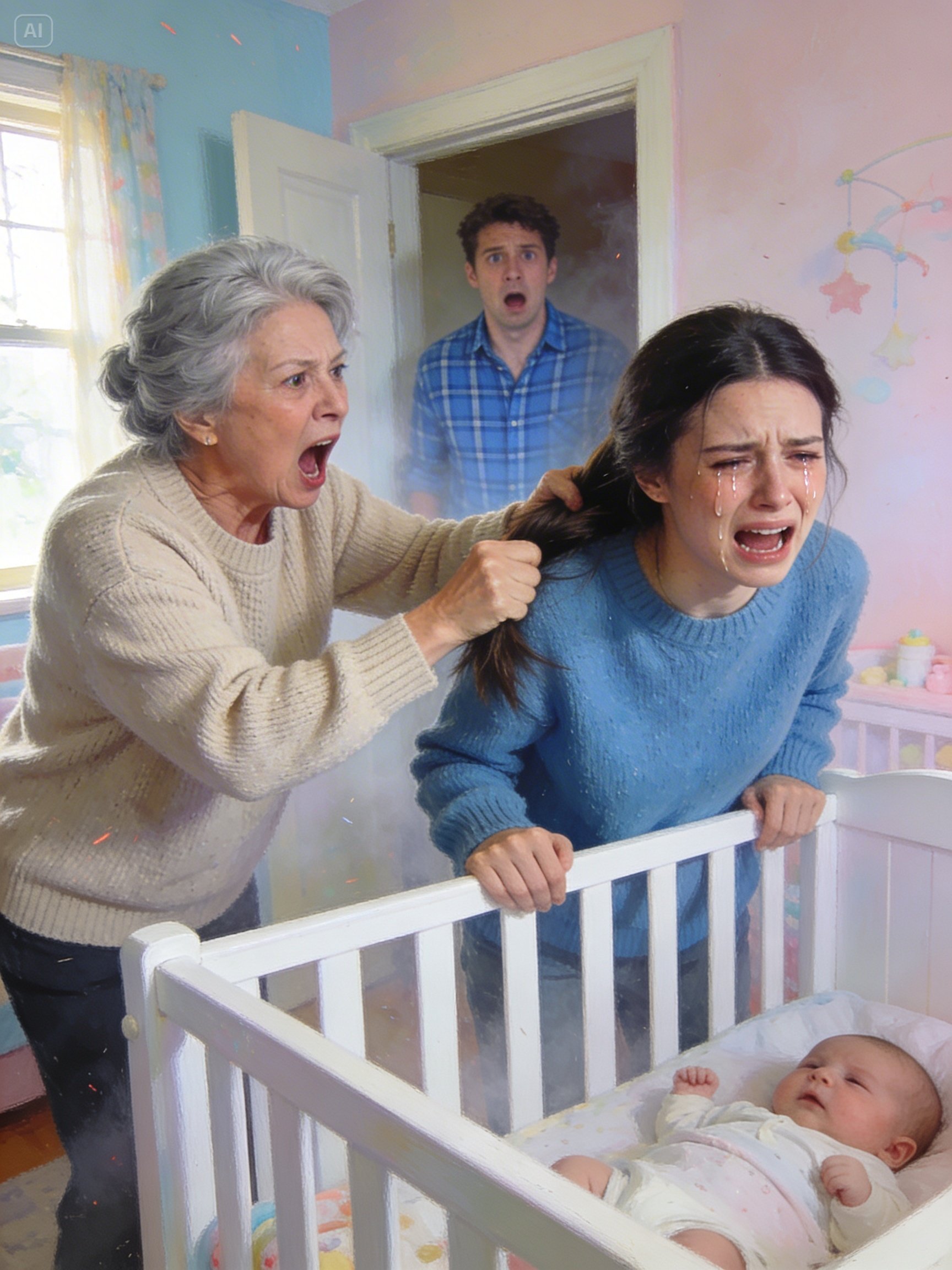 MA – I set up the camera to check on my baby during naptime, but what I heard shattered me first: my mother snarling, “You live off my son and still dare to say you’re tired?” Then, right beside my child’s crib, she grabbed my wife by the hair.