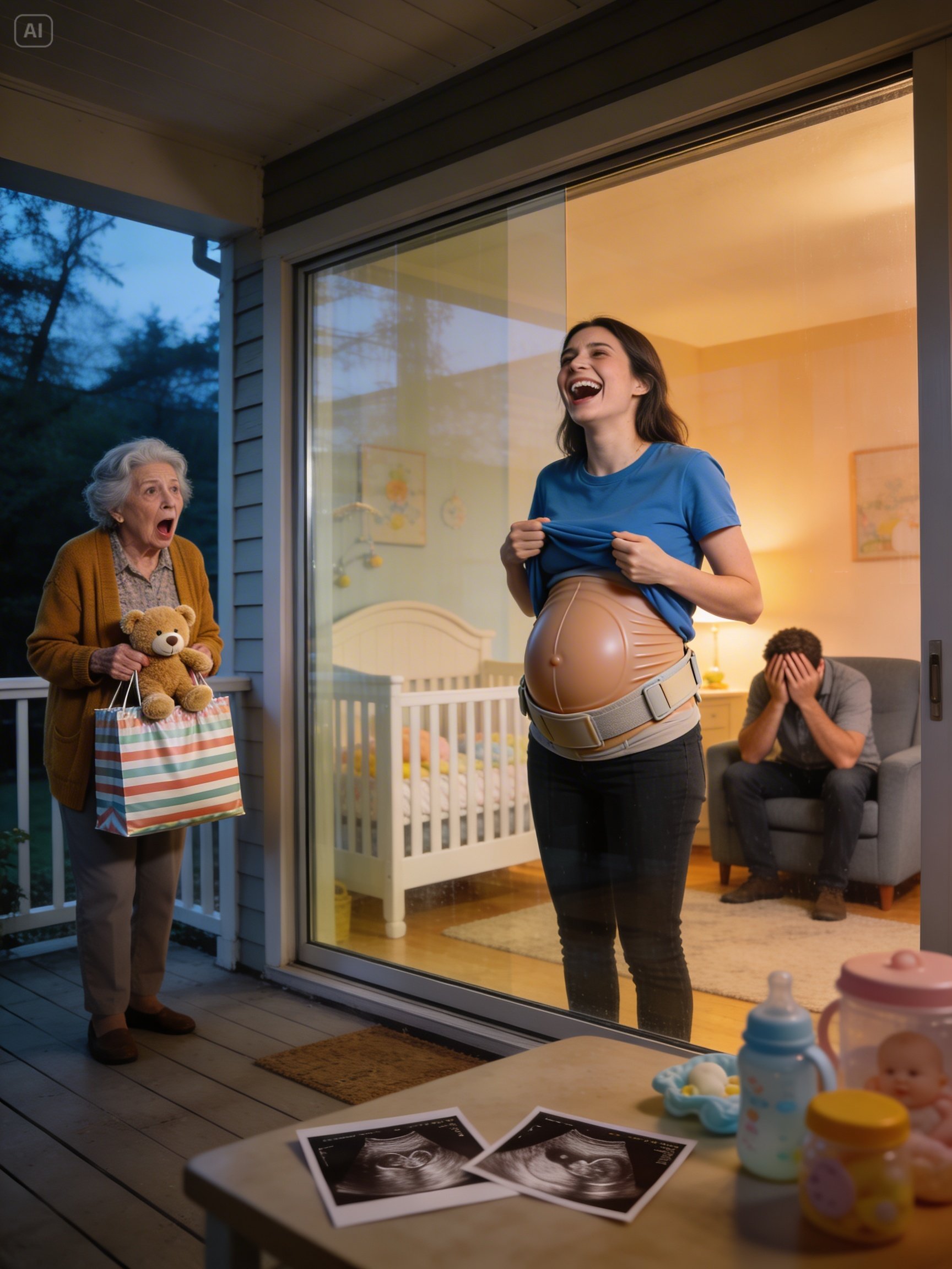 MA – “I was returning from the notary in a great mood and wanted to give my son the big news. I was carrying gifts for my future grandson. But through the open window, I saw my daughter-in-law removing a fake pregnancy belly and telling my son…”