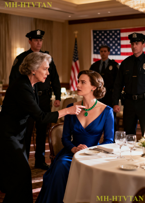 My mother-in-law reached for my emerald necklace right at the dinner table in a hotel in Philadelphia, thinking I would quietly comply without any protest. But before her fingers could touch it, my security team stepped in, and the entire room fell silent as that audacity was suddenly confronted by a reality no one had expected…