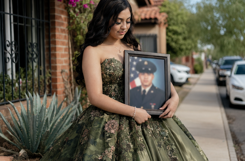 Valeria convirtió el uniforme de gala de su padre en vestido de graduación para sentirlo cerca, pero su madrastra tomó unas tijeras y quiso destruir el último recuerdo que le quedaba, burlándose de ella frente a sus hijas; lo que Renata no imaginaba era que esa misma noche un abogado tocaría la puerta con una carta del capitán Julián, la escritura de la casa, un fideicomiso educativo y las pruebas del dinero que le habían robado durante años.