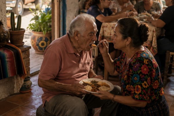 Sentaron a su esposo enfermo a comer en el piso de la cochera para no arruinar una comida de oración, creyendo que su temblor y su vergüenza podían esconderse lejos de las invitadas; pero cuando Mercedes descubrió lo que Julián había guardado en aquel plato frío, entendió que el hombre al que todos trataron como una carga seguía amándola en silencio, incluso después de escuchar la frase que le rompió el alma.