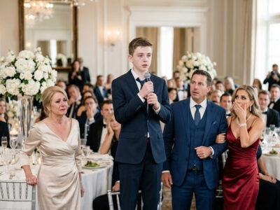 Mi esposo llevó a su amante a la gala con mi vestido, mis joyas y mi lugar en la mesa principal, dejando que todos la llamaran señora Arriaga sin corregir una sola palabra; pero mientras ella sonreía con mi anillo y fingía ser dueña de mi vida, mi hijo Santiago ya había movido la última pieza: pruebas de veneno, millones desviados, un acuerdo prenupcial olvidado y una frase que haría caer a Gonzalo frente a todos.