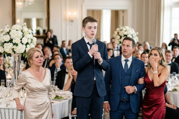 Mi esposo llevó a su amante a la gala con mi vestido, mis joyas y mi lugar en la mesa principal, dejando que todos la llamaran señora Arriaga sin corregir una sola palabra; pero mientras ella sonreía con mi anillo y fingía ser dueña de mi vida, mi hijo Santiago ya había movido la última pieza: pruebas de veneno, millones desviados, un acuerdo prenupcial olvidado y una frase que haría caer a Gonzalo frente a todos.