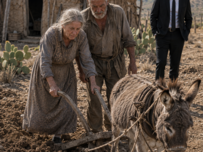 El empresario regresó sin avisar al rancho convencido de que sus padres vivían tranquilos gracias al dinero que él enviaba cada mes, pero al cruzar el patio descubrió una escena que le rompió el alma: su propia prima los tenía viviendo detrás de su casa, junto a dos burros, mientras ella gastaba sus transferencias como si fueran suyas; y en ese instante entendió que la traición familiar había sido mucho más cruel de lo que imaginaba.