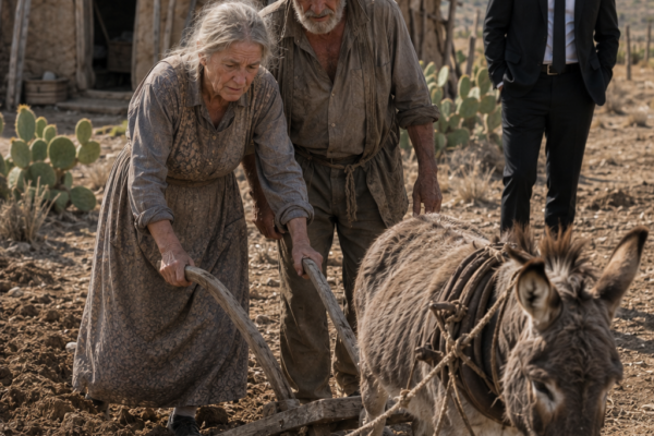 El empresario regresó sin avisar al rancho convencido de que sus padres vivían tranquilos gracias al dinero que él enviaba cada mes, pero al cruzar el patio descubrió una escena que le rompió el alma: su propia prima los tenía viviendo detrás de su casa, junto a dos burros, mientras ella gastaba sus transferencias como si fueran suyas; y en ese instante entendió que la traición familiar había sido mucho más cruel de lo que imaginaba.
