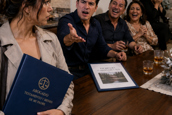 —“Bien, ya llegaste. Dile a mamá que deje el drama y firme”—ordenó mi hijo mientras sus suegros se reían en mi cocina y mi esposa lloraba a unos metros. Sobre la mesa estaba la escritura de la cabaña de mi padre. Yo no discutí: traía una llamada de la abogada, una carpeta azul y una firma falsa que Ethan aún ignoraba que yo había visto. Lo peor era descubrir para qué necesitaban venderla tan rápido.